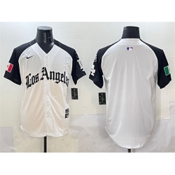 Men Los Angeles Dodgers Blank White Black Mexico 2025 LA Gothic Style With Fernando Patch Vapor Premier Limited Stitched Baseball Jersey