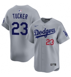 Men Los Angeles Dodgers Kyle Tucker #23 Gray Stitched Flex Base Baseball Jersey