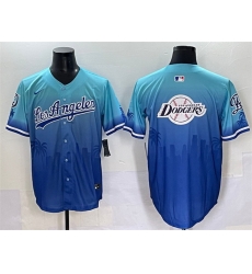 Men Los Angeles Dodgers Team Big Logo Blue Limited Stitched Baseball Jersey 3
