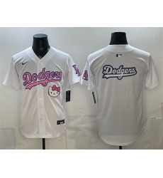 Men Los Angeles Dodgers Team Big Logo White Hello Kitty Night Stitched Baseball Jersey