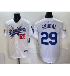 Men Los Angeles Dodgers x One Piece  29 Tarik Skubal White Vapor Premier Limited Stitched Baseball Jersey