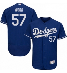 Mens Majestic Los Angeles Dodgers 57 Alex Wood Royal Blue Flexbase Authentic Collection MLB Jersey