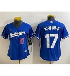 Women Los Angeles Dodgers  17 Shohei Ohtani Royal Alternate Stadium Stitched Baseball Jersey