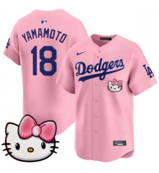 Women Los Angeles Dodgers 18  Yoshinobu Yamamoto Pink 2025 Hello Kitty Vapor Limited Stitched Baseball Jersey 