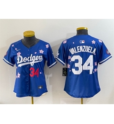 Women Los Angeles Dodgers 34 Fernando Valenzuela Royal 2025 Tokyo Series Limited Stitched Baseball Jersey