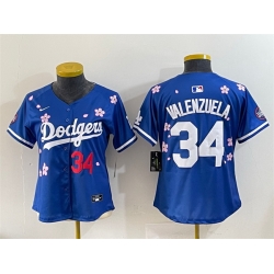 Women Los Angeles Dodgers 34 Fernando Valenzuela Royal 2025 Tokyo Series Limited Stitched Baseball Jersey