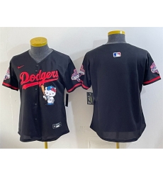 Women Los Angeles Dodgers Blank Black Hello Kitty Night 2025 World Series Champions Patch Stitched Baseball Jersey
