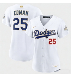 Women Los Angeles Dodgers Tommy Edman Nike White 2026 Gold Collection Stadium Jersey