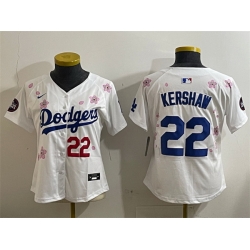 Youth Los Angeles Dodgers 22 Clayton Kershaw White 2025 Tokyo Series Limited Stitched Baseball Jersey