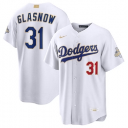 Youth Los Angeles Dodgers Tyler Glasnow Nike White 2026 Gold Collection Stadium Jersey