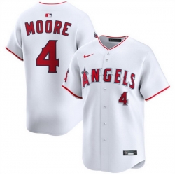 Men Los Angeles Angels 4 Christian Moore White Home Limited Stitched Baseball Jersey