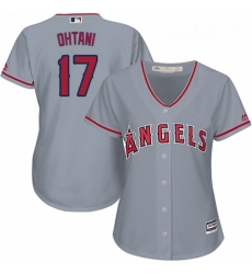 Womens Majestic Los Angeles Angels of Anaheim 17 Shohei Ohtani Replica Grey Road Cool Base MLB Jersey 