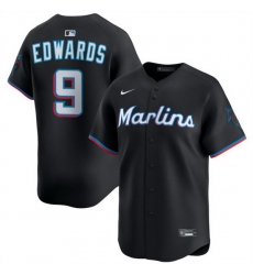 Men Miami Marlins 9 Xavier Edwards Black 2024 Alternate Limited Stitched Baseball Jersey Men Miami Marlins 9 Xavier Edwards Black 2024 Alternate Limited Stitched Baseball Jersey