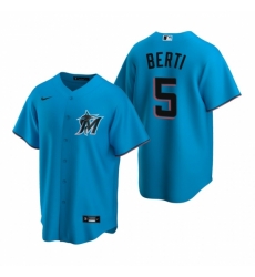 Mens Nike Miami Marlins 5 Jon Berti Blue Alternate Stitched Baseball Jersey