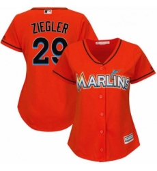 Womens Majestic Miami Marlins 29 Brad Ziegler Authentic Orange Alternate 1 Cool Base MLB Jersey 