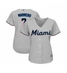 Womens Miami Marlins 7 Deven Marrero Replica Grey Road Cool Base Baseball Jersey 