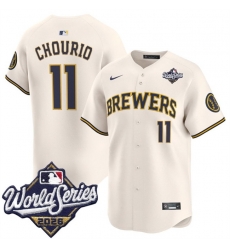Men Milwaukee Brewers  11 Jackson Chourio Cream 2026 World Series Limited Stitched Baseball Jersey