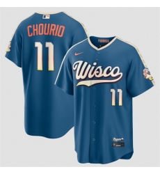 Men Milwaukee Brewers  11 Jackson Chourio Mineral Blue 2026 City Connect Stadium Stitched Baseball Jersey