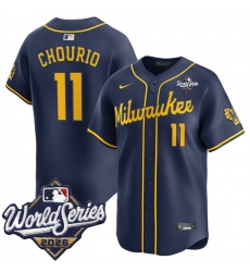 Men Milwaukee Brewers  11 Jackson Chourio Navy 2026 World Series Alternate Limited Stitched Baseball Jersey