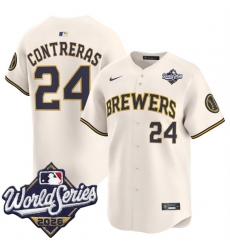 Men Milwaukee Brewers 24 William Contreras Cream 2026 World Series Limited Stitched Baseball Jersey Men Milwaukee Brewers 24 William Contreras Cream 2026 World Series Limited Stitched Baseball Jersey