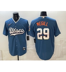 Men Milwaukee Brewers  29 Trevor Megill Mineral Blue 2026 City Connect Stadium Stitched Baseball Jersey