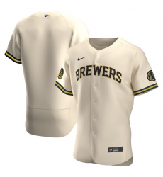 Men Milwaukee Brewers Men Nike Cream Alternate 2020 Flex Base Team MLB Jersey