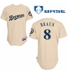 Mens Majestic Milwaukee Brewers 8 Ryan Braun Replica Cream YOUniform Cool Base MLB Jersey