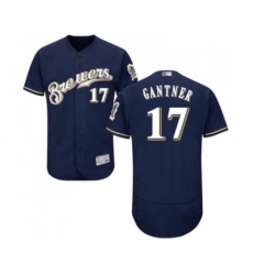 Mens Milwaukee Brewers 17 Jim Gantner Navy Blue Alternate Flex Base Authentic Collection Baseball Jersey