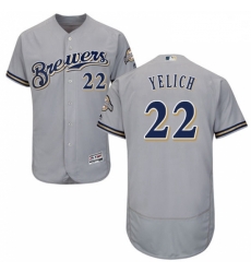 Mens Milwaukee Brewers 22 Christian Yelich Grey Flexbase Authentic Collection Stitched MLB Jersey