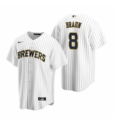 Mens Nike Milwaukee Brewers 8 Ryan Braun White Alternate Stitched Baseball Jerse