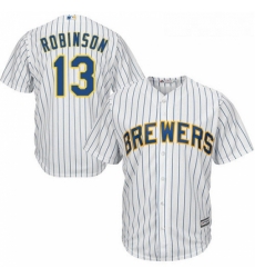 Youth Majestic Milwaukee Brewers 13 Glenn Robinson Authentic White Alternate Cool Base MLB Jersey