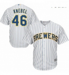 Youth Majestic Milwaukee Brewers 46 Corey Knebel Authentic White Alternate Cool Base MLB Jersey 