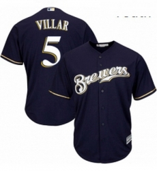 Youth Majestic Milwaukee Brewers 5 Jonathan Villar Authentic Navy Blue Alternate Cool Base MLB Jersey