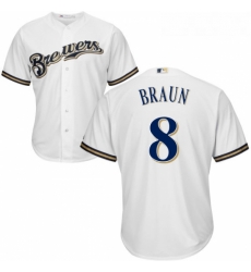 Youth Majestic Milwaukee Brewers 8 Ryan Braun Replica White Home Cool Base MLB Jersey