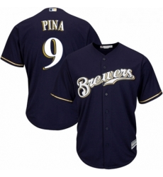 Youth Majestic Milwaukee Brewers 9 Manny Pina Replica White Alternate Cool Base MLB Jersey 