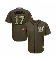 Youth Milwaukee Brewers 17 Jim Gantner Authentic Green Salute to Service Baseball Jersey 