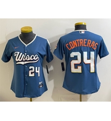 Youth Milwaukee Brewers  24 William Contreras Mineral Blue 2026 City Connect Stadium Stitched Baseball Jersey
