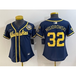 Youth Milwaukee Brewers  32 Jacob Misiorowski Navy With Home   Bob Uecker Patch Limited Stitched Jersey