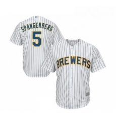 Youth Milwaukee Brewers 5 Cory Spangenberg Replica White Home Cool Base Baseball Jersey 