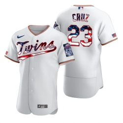 Men Minnesota Twins 23 Nelson Cruz Men Nike White Fluttering USA Flag Limited Edition Flex Base MLB Jersey