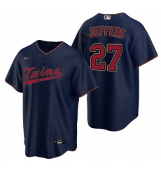 Men Minnesota Twins 27 Ryan Jeffers Navy Cool Base Stitched Jerse