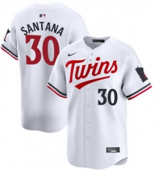 Men Minnesota Twins 30 Carlos Santana White 2024 Home Limited Cool Base Stitched Baseball Jersey