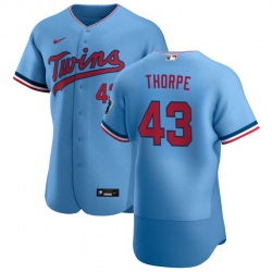 Men Minnesota Twins 43 Lewis Thorpe Men Nike Light Blue Alternate 2020 Flex Base Team MLB Jersey