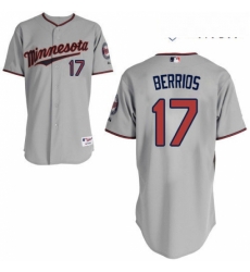 Mens Majestic Minnesota Twins 17 Jose Berrios Replica Grey Road Cool Base MLB Jersey