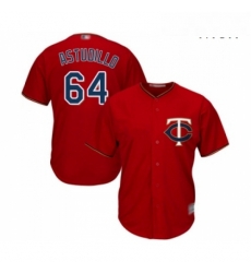 Mens Minnesota Twins 64 Willians Astudillo Replica Scarlet Alternate Cool Base Baseball Jersey 