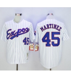 Montreal Expos 45 Pedro Martinez Baseball Stitched Jersey White Retro