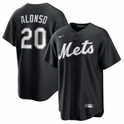 Men New York Mets 20 Pete Alonso Black Lights Out Limited Stitched Baseball Jersey