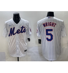 Men New York Mets 5 David Wright White Stitched Baseball Jersey