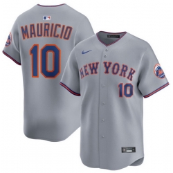 Men New York Mets Ronny Mauricio 10 Gray Stitched Flex Base Jersey