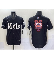 Men New York Mets Team Big Logo Black  27Gotham Gothic Edition 27 Vapor Premier Limited Stitched Baseball Jersey 12